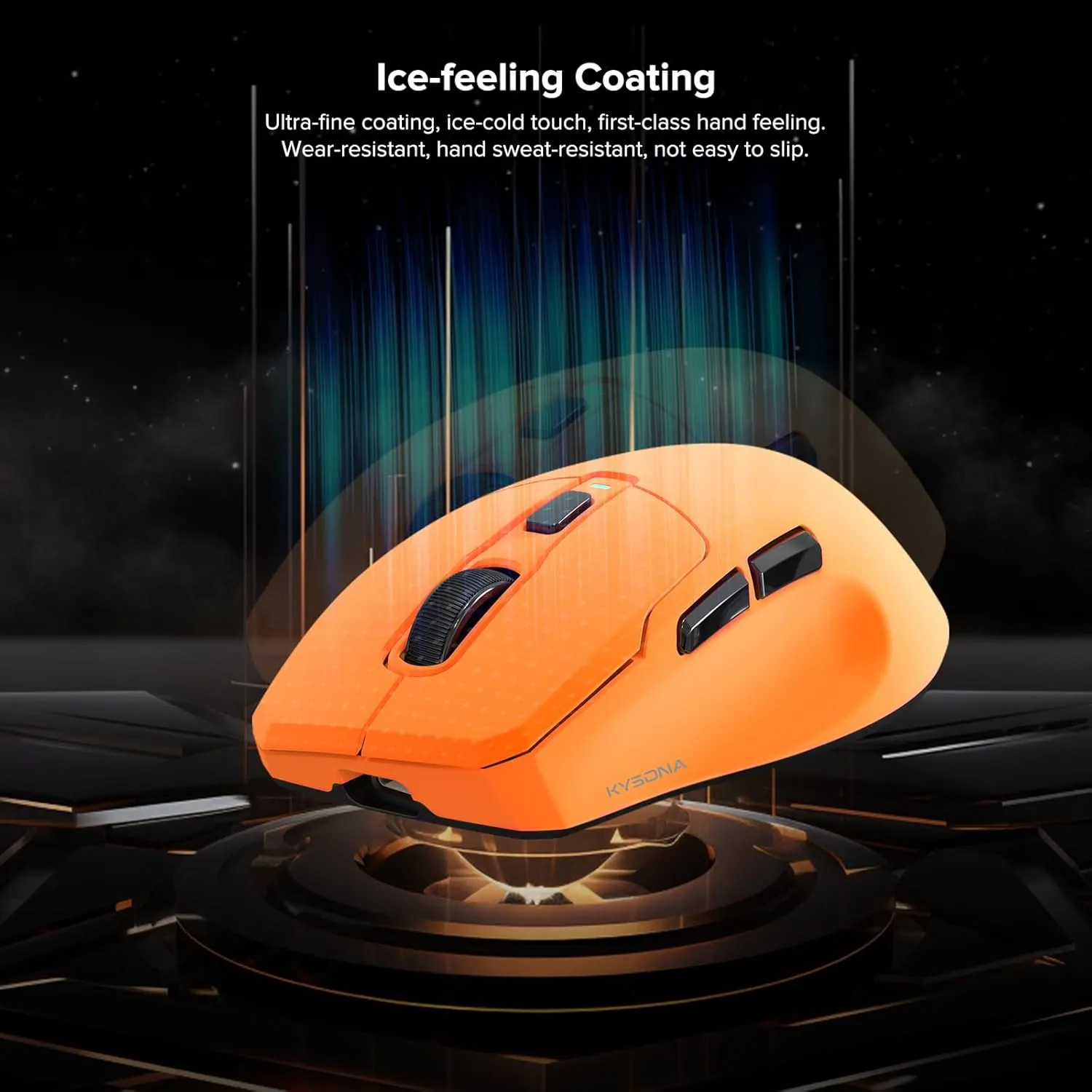 Wireless Gaming Mouse, 26000 DPI, 8K Polling Rate, Tri-Mode 2.4GHz/USB-C/Bluetooth Ergonomic Mouse, Web-Driven, Ice-Cooling Coating, Rechargeable Gaming Mice for Laptop/PC/Mac/Xbox, Orange
