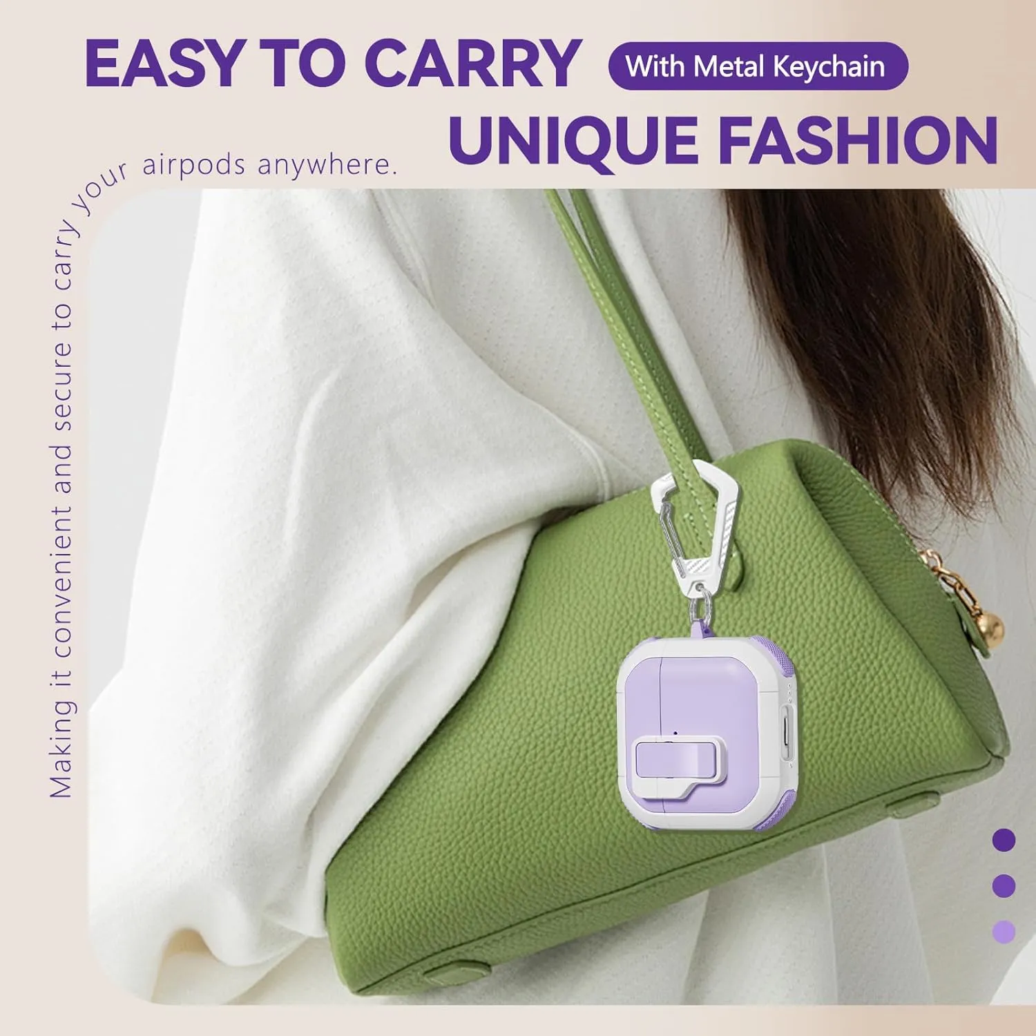 with Safety Lock for AirPods 4th Generation Case 2024, Unique Cute Kawaii Purple AirPod 4 Case with Cleaning Kit and Keychain, iPod 4 Case for Women Girls Kids - Purple