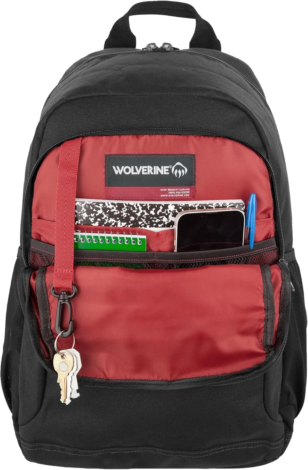 WOLVERINE Lightweight, Water Resistant Rugged Backpack for Travel or Work, Laptop-Black, 23L