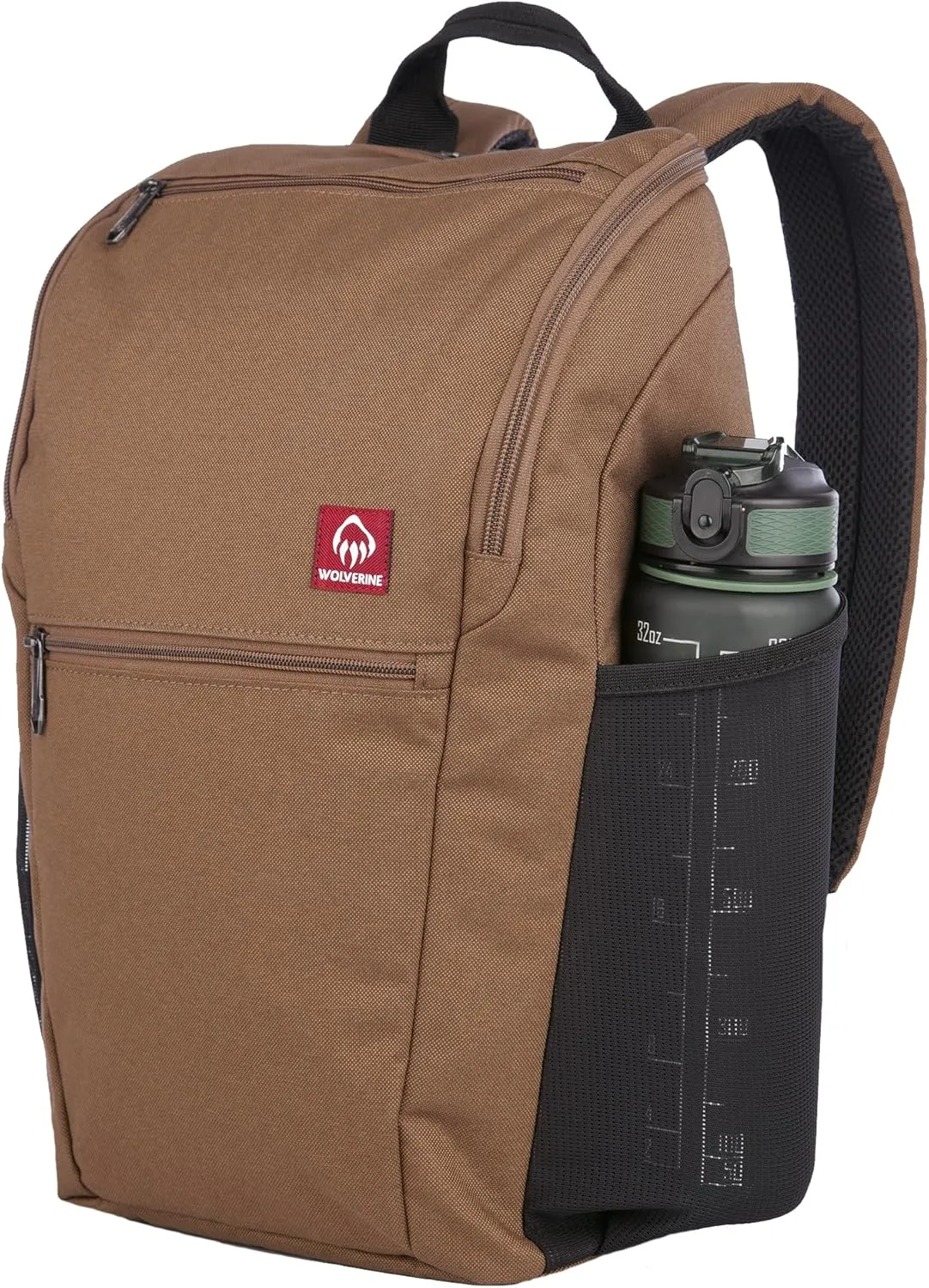 WOLVERINE Lightweight, Water Resistant Rugged Laptop Backpack for Travel or Work, Top Loader-Chestnut, 25L