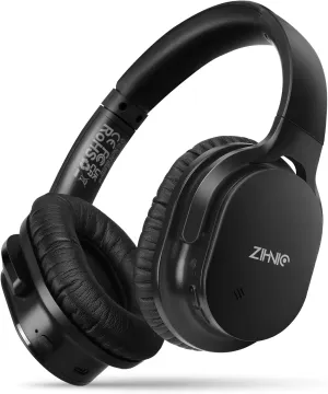 ZIHNIC Bluetooth 5.3 Noise Cancelling Headphones, Over-Ear Wireless Headset with 60H Playtime,Low Latency Game Mode, Lightweight, Deep Bass Hi-Fi Sound for Travel, Home, Office - Black